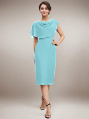 Sheath/Column Scoop Knee-Length Chiffon Mother of the Bride Dress With Beading