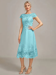 Dusty Rose A-Line Tea-Length Mother of the Bride Dress With Sequins