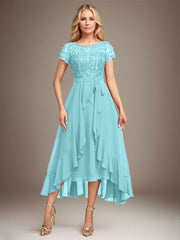 Asymmetrical Sequin Mother of Bride Dress with Appliques