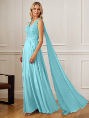 A-Line V-Neck Floor-Length Chiffon Mother of the Bride Dress