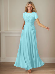 A-Line Boat-neck Sequins Chiffon Mother of the Bride Dress