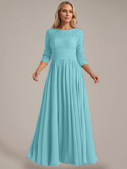 A-Line Scoop Floor-Length Chiffon Mother of the Bride Dress