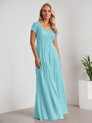 A-Line V-Neck Floor-Length Chiffon Mother of the Bride Dress