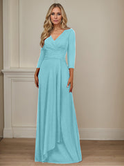 A-Line V-Neck Floor-Length Chiffon Mother of the Bride Dress