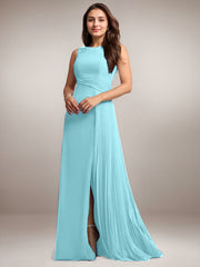 A-Line Scoop Floor-Length Sequins Chiffon Mother of the Bride Dress