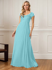 A-Line V-Neck Floor-Length Chiffon Mother of the Bride Dress