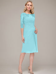 Sheath/Column Knee-Length Chiffon Mother of the Bride Dress With Jacket Appliqued Pleated