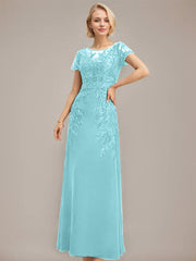 Sheath/Column Scoop Illusion Floor-Length Lace Chiffon Mother of the Bride Dress With Sequins