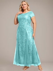 Trumpet/Mermaid Scoop Ankle-Length Lace Tulle Mother of the Bride Dress With Sequins Beading