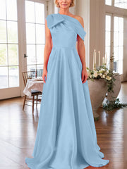 A-Line One-Shoulder Sleeveless Satin Mother Of The Bride Dresses With Bow
