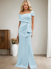 Elegant Wrap Sheath Mother Of The Bride Dresses With Split Front