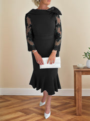 Trumpet/Mermaid Elastic Satin(Slight Stretch) Mother Of The Bride Dresses With Bow(s)/Lace