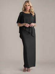 Sheath Scoop Floor-Length Beaded Mother of the Bride Dress