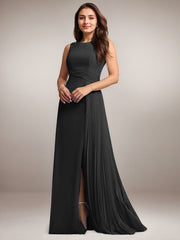 A-Line Scoop Floor-Length Sequins Chiffon Mother of the Bride Dress