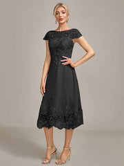 Dusty Rose A-Line Tea-Length Mother of the Bride Dress With Sequins