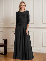 A-Line Scoop Floor-Length Sequins Chiffon Mother of the Bride Dress