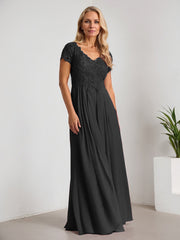 A-Line V-Neck Floor-Length Chiffon Mother of the Bride Dress