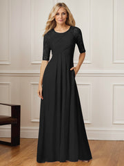 A-Line Square Neck Floor-Length Chiffon Mother of the Bride Dress