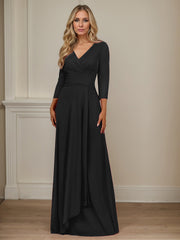 A-Line V-Neck Floor-Length Chiffon Mother of the Bride Dress