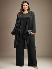 Pantsuit Separates Scoop Floor-Length Chiffon Mother of the Bride Dress