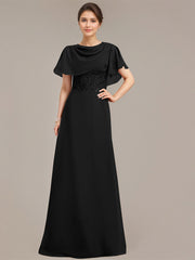 A-line Scoop Floor-Length Chiffon Mother of the Bride Dress With Sequins Appliques Lace