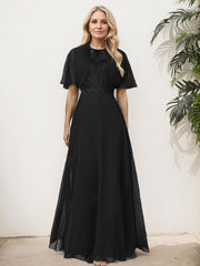 Sheath/Column Chiffon Mother Of The Bride Dresses With Appliques Lace