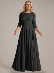A-Line Scoop Floor-Length Chiffon Mother of the Bride Dress