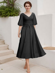 A-Line V-Neck 1/2 Sleeves Chiffon Mother Of The Bride Dresses With Lace