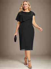 Sheath/Column Scoop Knee-Length Chiffon Mother of the Bride Dress With Beading