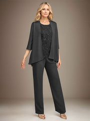 Stormy 3 Piece Long Mother of the Bride Pant Suits with Appliques