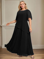 A-line Scoop Ankle-Length Chiffon Mother of the Bride Dress With Beading