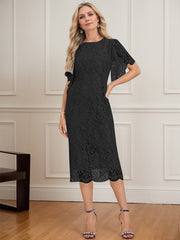 Sheath/Column Scoop Knee-Length Lace Mother of the Bride Dress