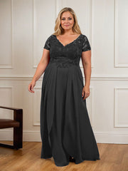 A-Line V-Neck Lace Chiffon Mother of the Bride Dress