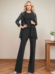 Jumpsuit/Pantsuit Scoop Neck Elastic Satin Mother Of The Bride Dresses