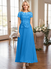 A-Line Illusion Neck Ankle-Length Chiffon Mother Of The Bride Dresses With Lace