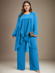 Pantsuit Separates Scoop Floor-Length Chiffon Mother of the Bride Dress