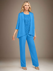 Stormy 3 Piece Long Mother of the Bride Pant Suits with Appliques