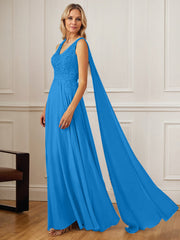 A-Line V-Neck Floor-Length Chiffon Mother of the Bride Dress