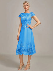 Dusty Rose A-Line Tea-Length Mother of the Bride Dress With Sequins