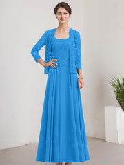 A-line Square Floor-Length Lace Chiffon Mother of the Bride Dress With Sequins