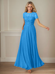 A-Line Boat-neck Sequins Chiffon Mother of the Bride Dress