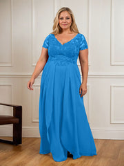 A-Line V-Neck Lace Chiffon Mother of the Bride Dress