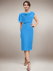 Sheath/Column Scoop Knee-Length Chiffon Mother of the Bride Dress With Beading