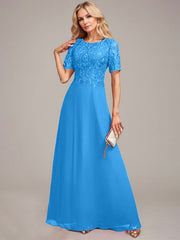 A-Line Round Neck Sequin Mother of Bride Dress With Appliques