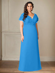 A-Line V-Neck Lace Chiffon Mother of the Bride Dress
