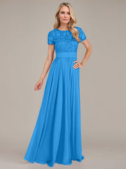 A-Line Scoop Floor-Length Chiffon Mother of the Bride Dress