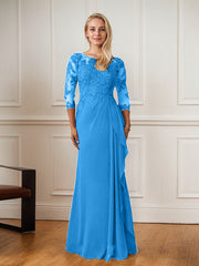 A-Line Floor-Length Scoop Chiffon Mother of Bride Dress