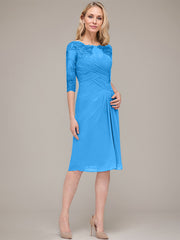 Sheath/Column Knee-Length Chiffon Mother of the Bride Dress With Jacket Appliqued Pleated