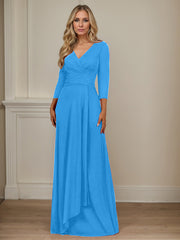 A-Line V-Neck Floor-Length Chiffon Mother of the Bride Dress