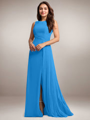 A-Line Scoop Floor-Length Sequins Chiffon Mother of the Bride Dress